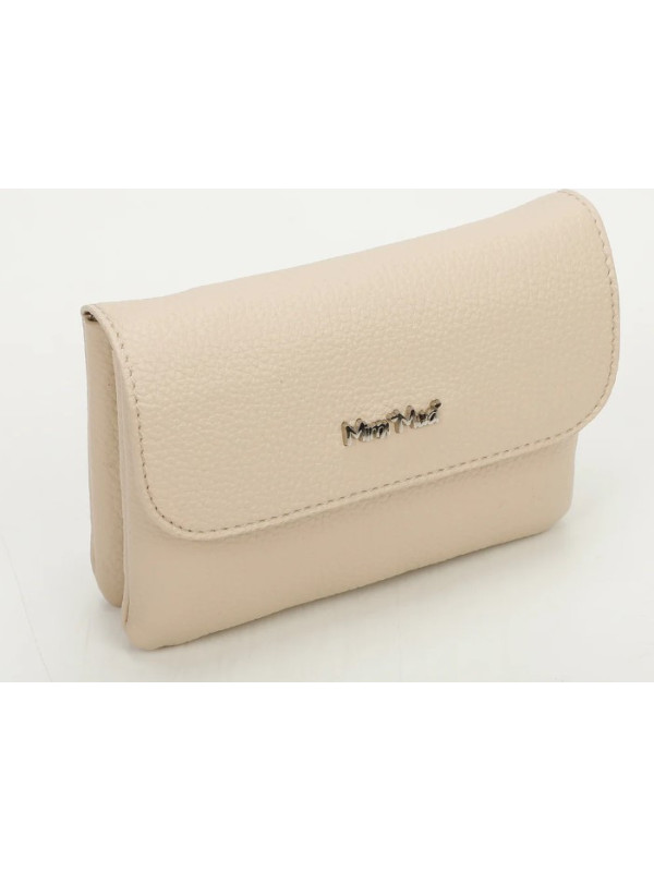 Tarjetero Con Solapa Crema