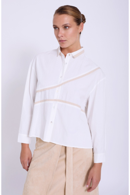 Camisa popelín detalle piping