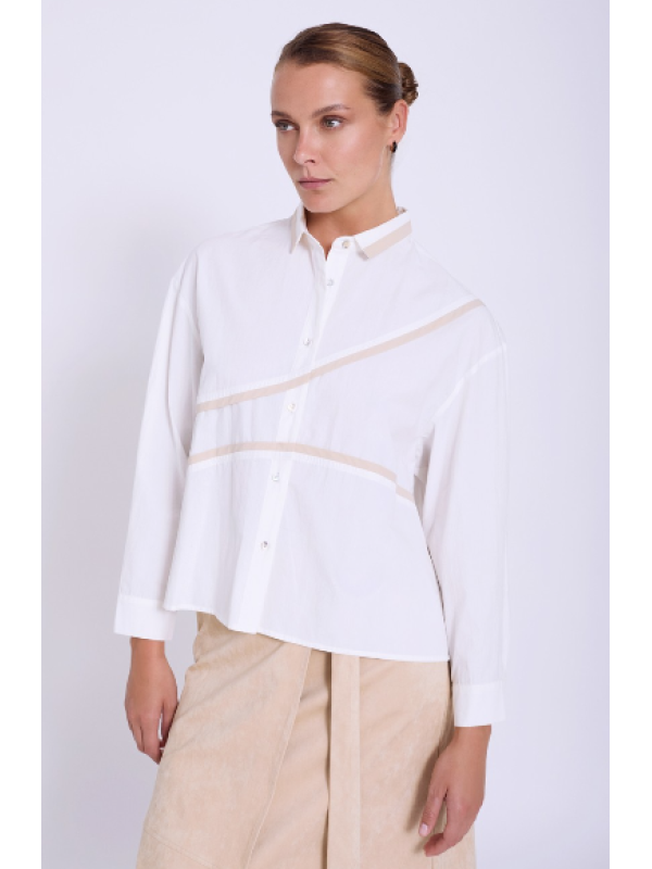 Camisa popelín detalle piping