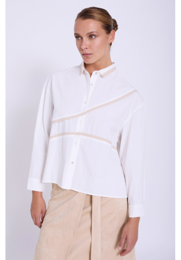 Camisa popelín detalle piping