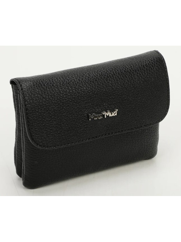 Tarjetero Con Solapa Negro