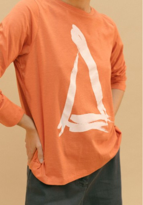 Camiseta Naranja De Manga Larga