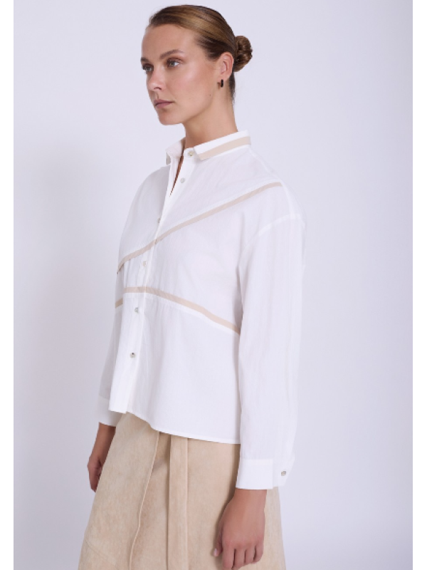 Camisa popelín detalle piping
