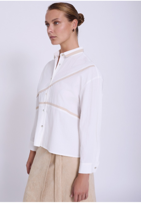 Camisa popelín detalle piping